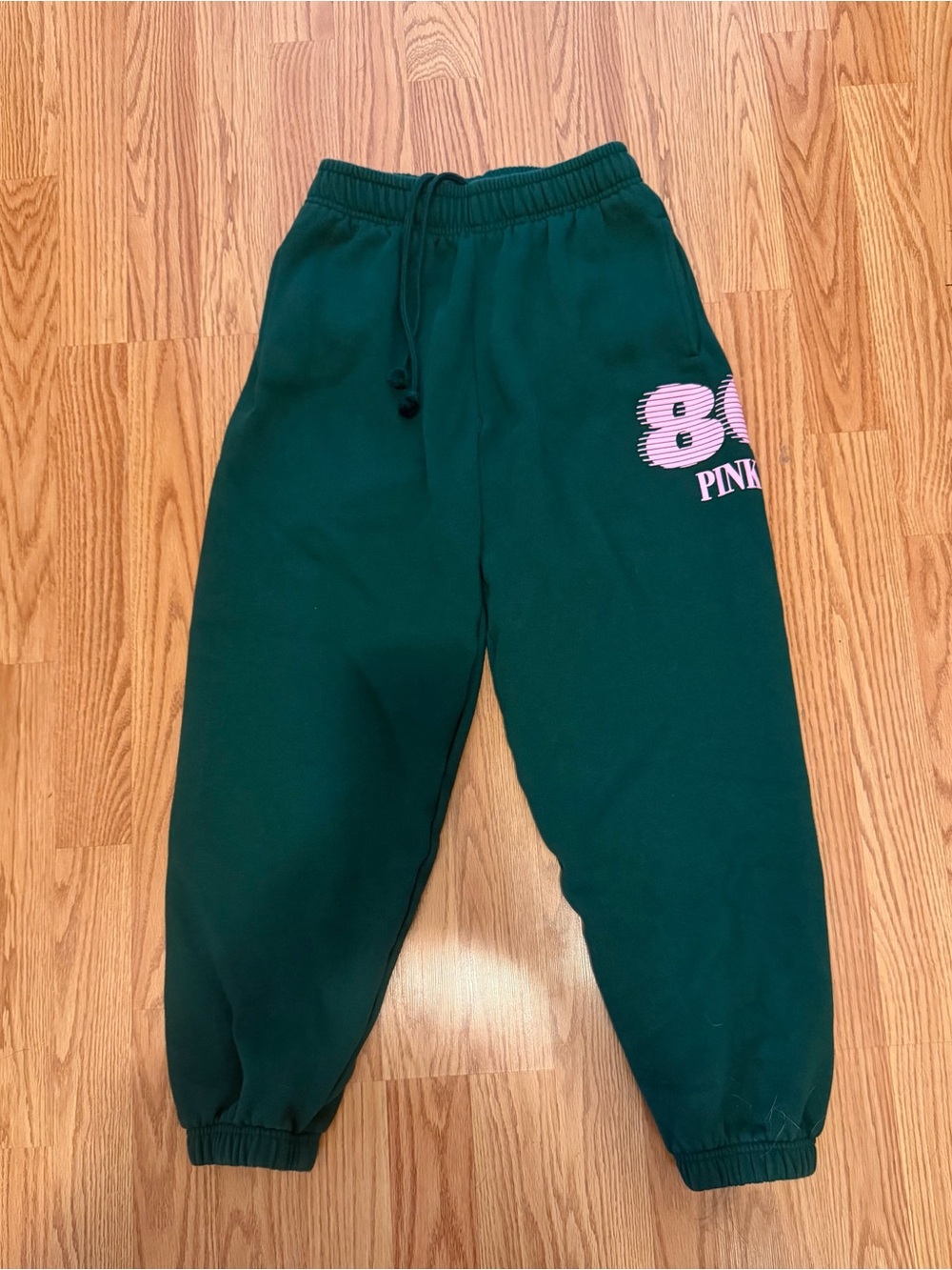 Victoria's Secret PINK Green Sweatpants Pink 86 Logo XS Short